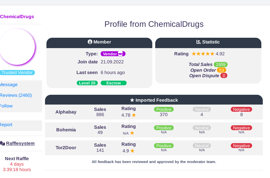 Product listings on Torzon Market